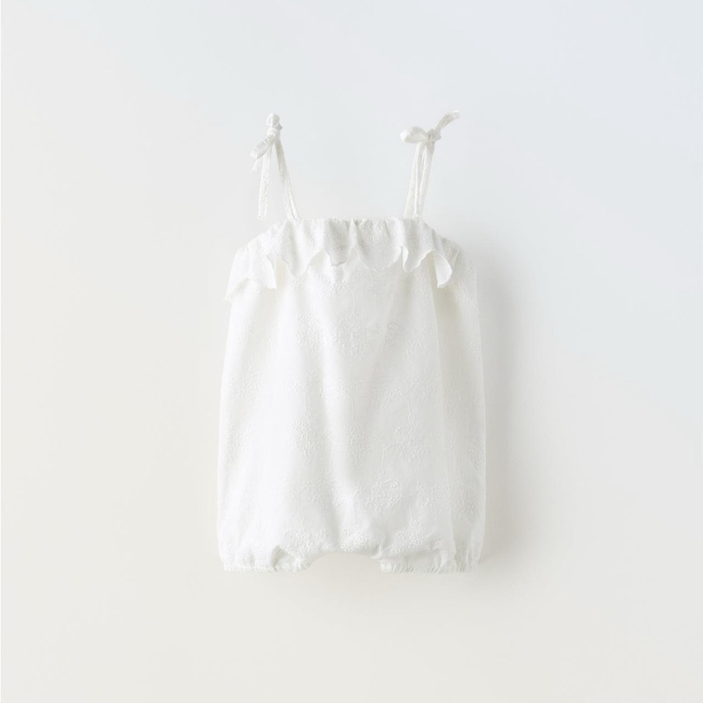 Zara Baby Girl Ruffled Embroidered Romper